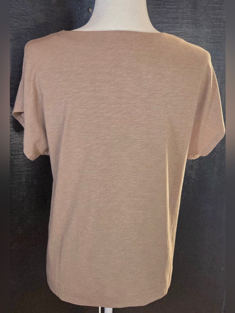 NWT Sigrid Olsen Taupe Split V-Neck Blouse Size M Cotton Tencel Eco Luxury Top - Picture 8 of 13